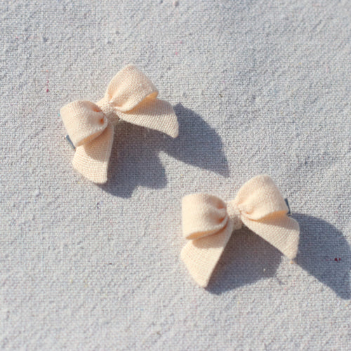 Mini Pigtail Bows | Peachy Pink Linen